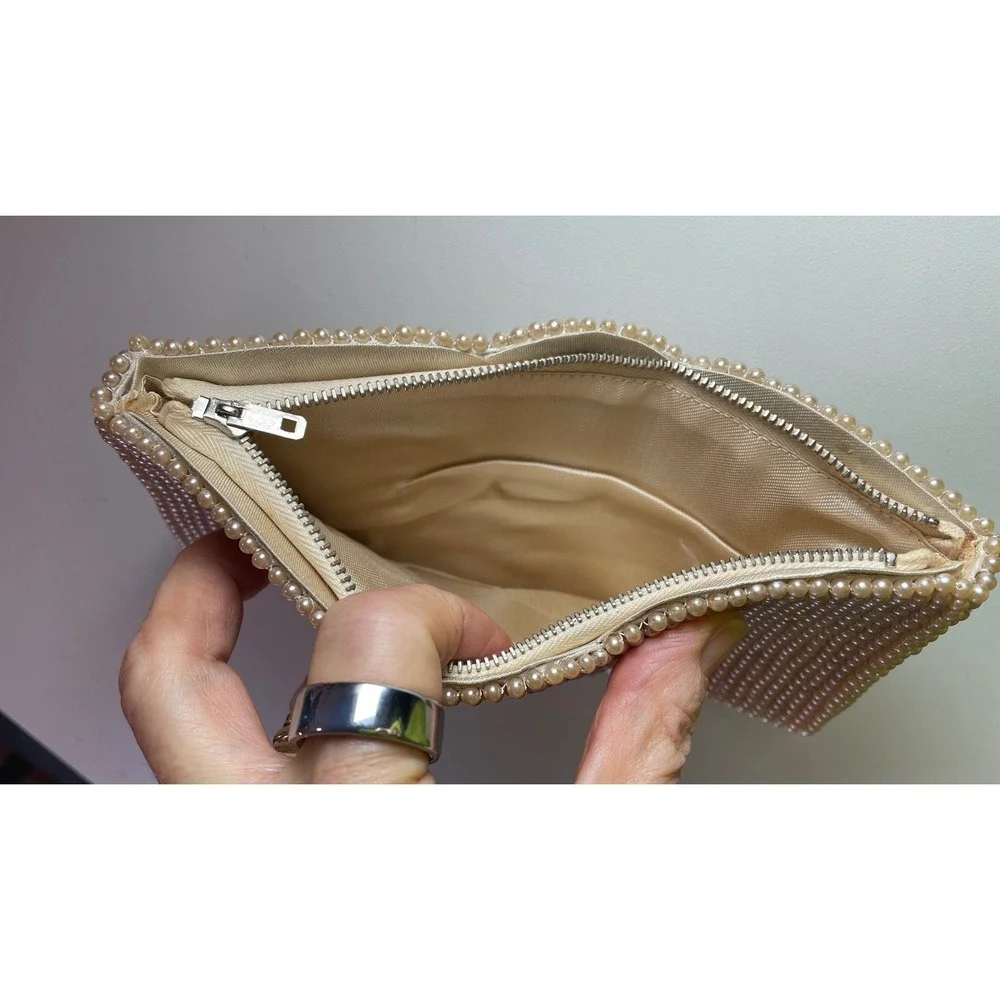 Vintage‎ Schild Kraut Faux Pearl Beaded Evening Clutch Made in Japan EUC